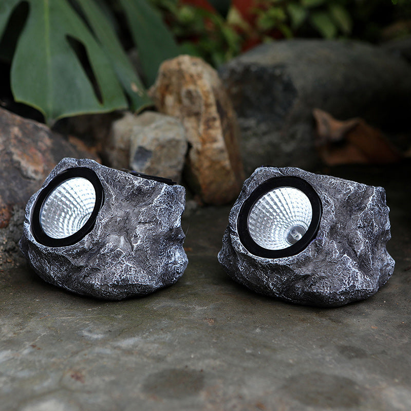 Lumière de paysage de pelouse LED en résine plastique en forme de pierre imperméable solaire Art Déco moderne pour jardin 