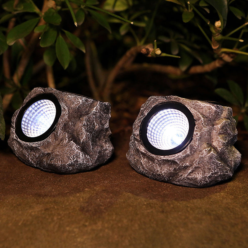 Lumière de paysage de pelouse LED en résine plastique en forme de pierre imperméable solaire Art Déco moderne pour jardin 