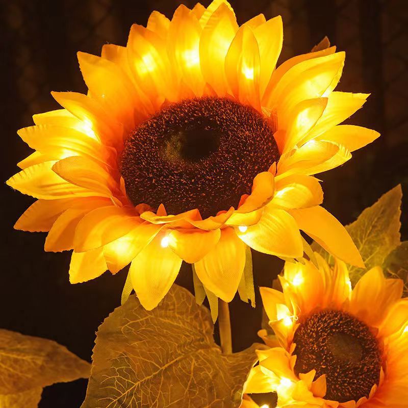 Lumière paysagère LED en acier inoxydable avec tournesol en soie imperméable et créatif contemporain pour jardin 