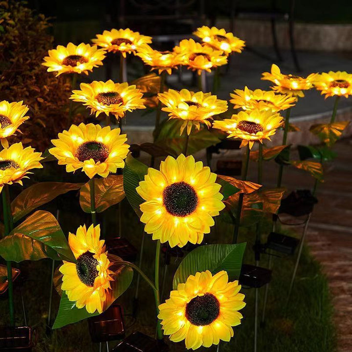 Lumière paysagère LED en acier inoxydable avec tournesol en soie imperméable et créatif contemporain pour jardin 