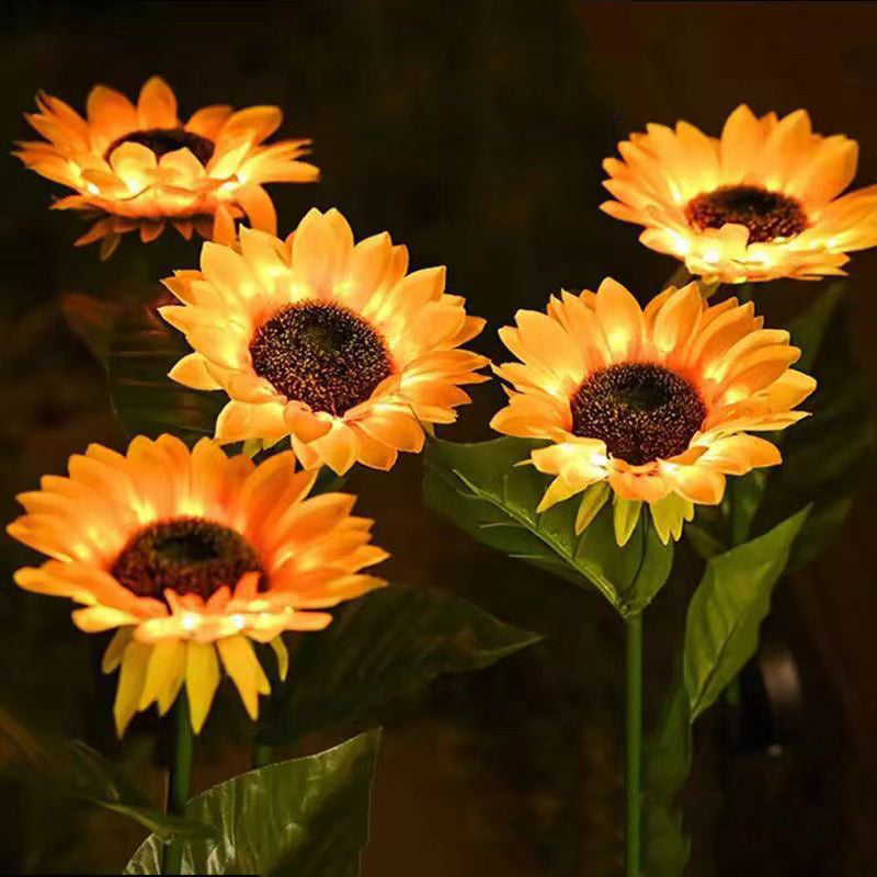 Lumière paysagère LED en acier inoxydable avec tournesol en soie imperméable et créatif contemporain pour jardin 