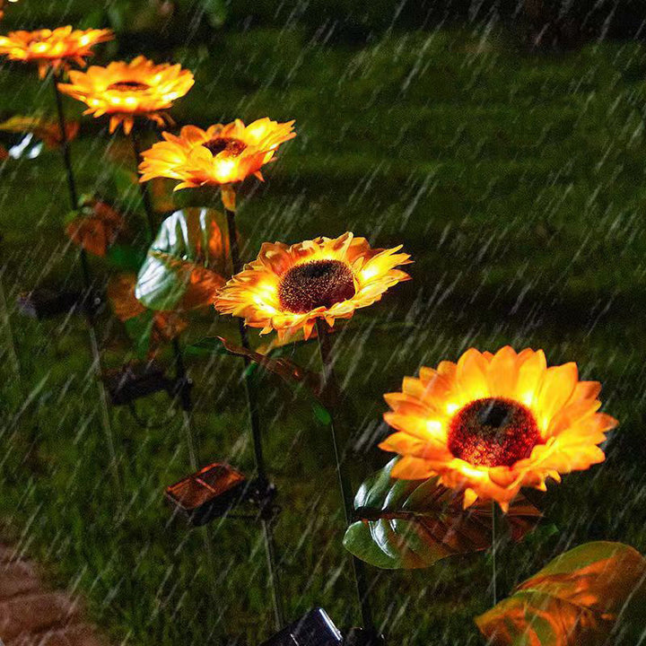 Lumière paysagère LED en acier inoxydable avec tournesol en soie imperméable et créatif contemporain pour jardin 