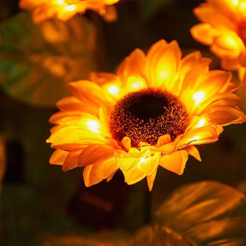 Lumière paysagère LED en acier inoxydable avec tournesol en soie imperméable et créatif contemporain pour jardin 