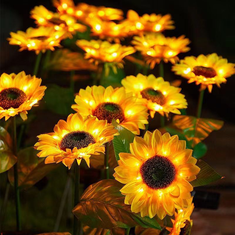 Lumière paysagère LED en acier inoxydable avec tournesol en soie imperméable et créatif contemporain pour jardin 