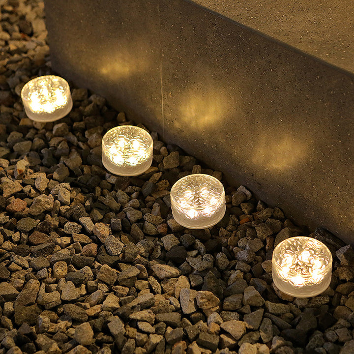 Modernes, unbedeutendes, rundes Solar-LED-Außenlicht in Eisziegelform aus Acryl für den Garten 