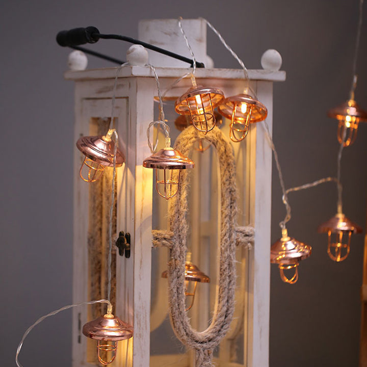 Moderne Art Deco Mini Laterne Eisen Kunststoff LED String Licht Für Schlafzimmer 