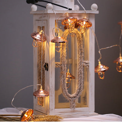 Mini lanterne Art déco moderne en fer et plastique avec guirlande LED pour chambre 