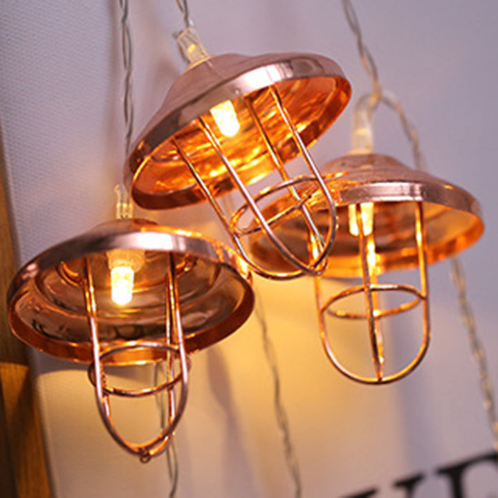 Moderne Art Deco Mini Laterne Eisen Kunststoff LED String Licht Für Schlafzimmer 