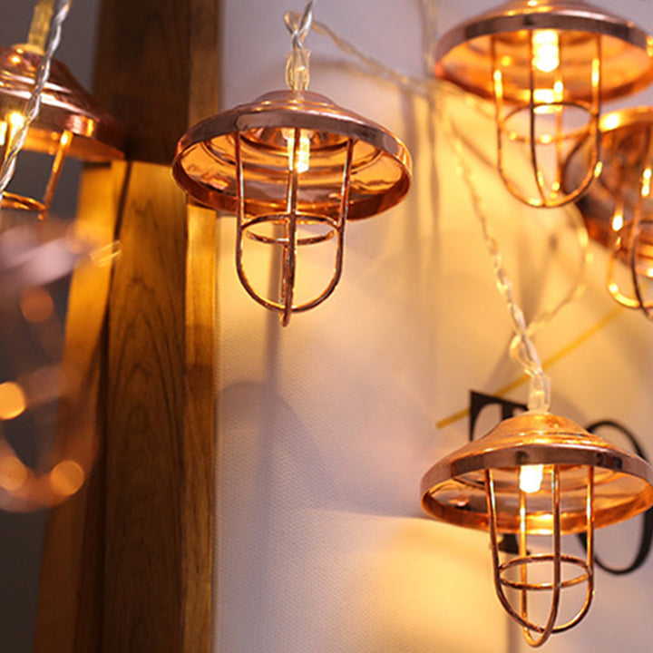 Moderne Art Deco Mini Laterne Eisen Kunststoff LED String Licht Für Schlafzimmer 