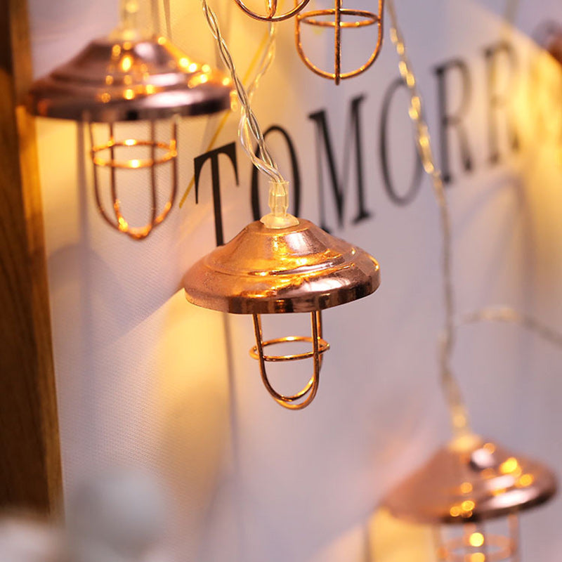 Linterna Mini Art Deco Moderna de Hierro y Plástico con Luz LED para Dormitorio 