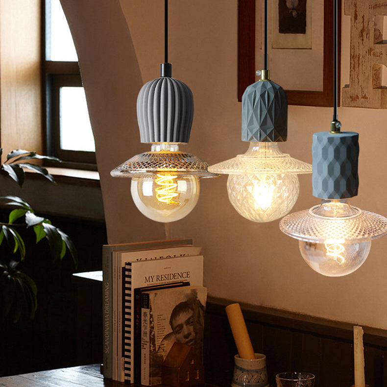 Zeitgenössische industrielle Kuppel Zylinder Zement 1-Licht Pendelleuchte für Wohnzimmer 