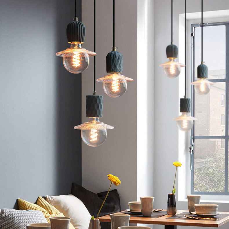 Zeitgenössische industrielle Kuppel Zylinder Zement 1-Licht Pendelleuchte für Wohnzimmer 