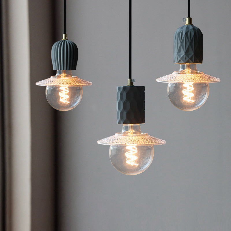 Zeitgenössische industrielle Kuppel Zylinder Zement 1-Licht Pendelleuchte für Wohnzimmer 