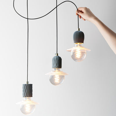 Zeitgenössische industrielle Kuppel Zylinder Zement 1-Licht Pendelleuchte für Wohnzimmer 