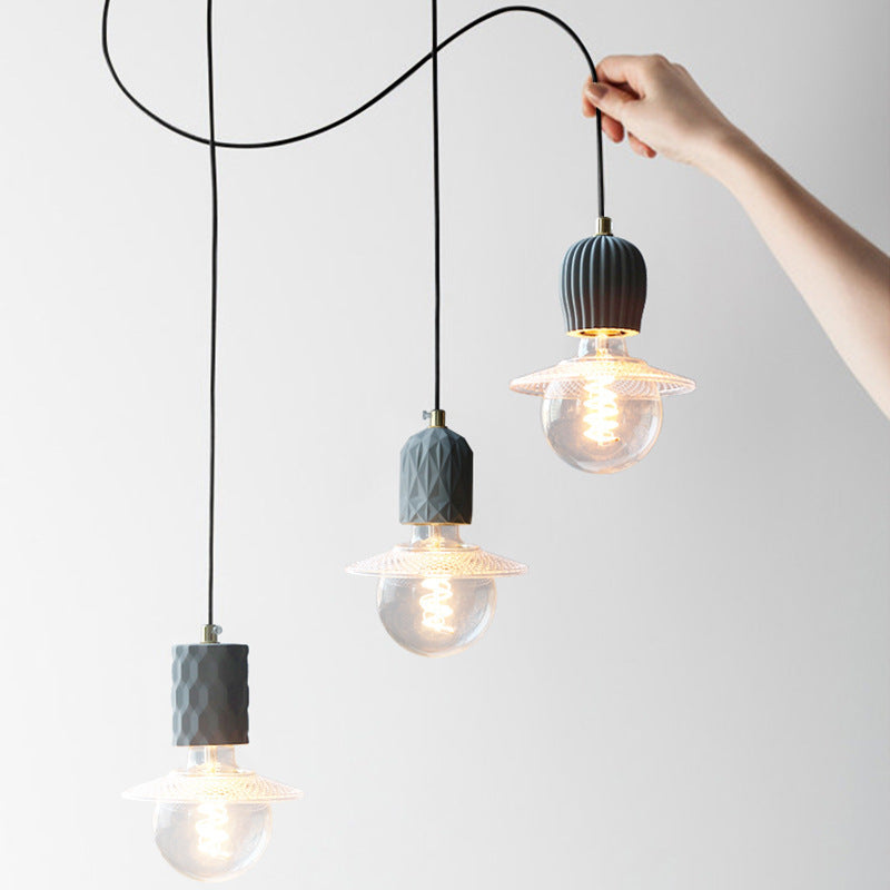 Zeitgenössische industrielle Kuppel Zylinder Zement 1-Licht Pendelleuchte für Wohnzimmer 