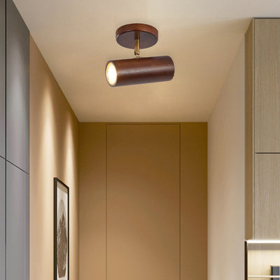 Plafonnier encastré moderne minimaliste en bois de caoutchouc LED Spotlight cylindre rectangle pour salon 