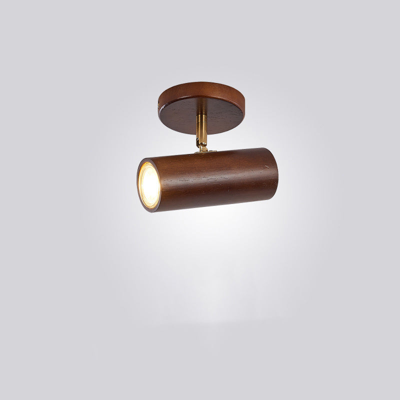 Plafonnier encastré moderne minimaliste en bois de caoutchouc LED Spotlight cylindre rectangle pour salon 