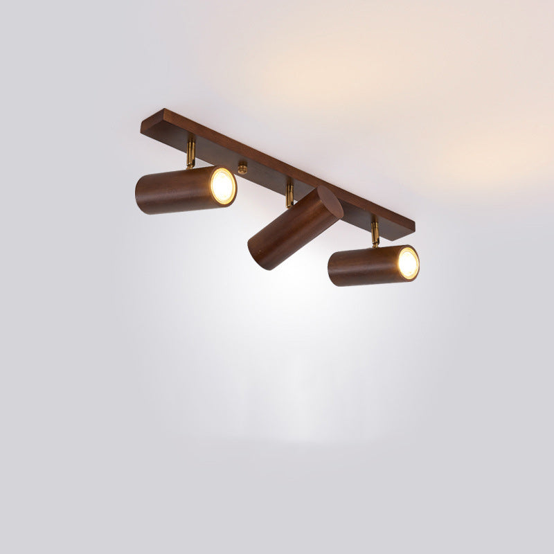 Plafonnier encastré moderne minimaliste en bois de caoutchouc LED Spotlight cylindre rectangle pour salon 