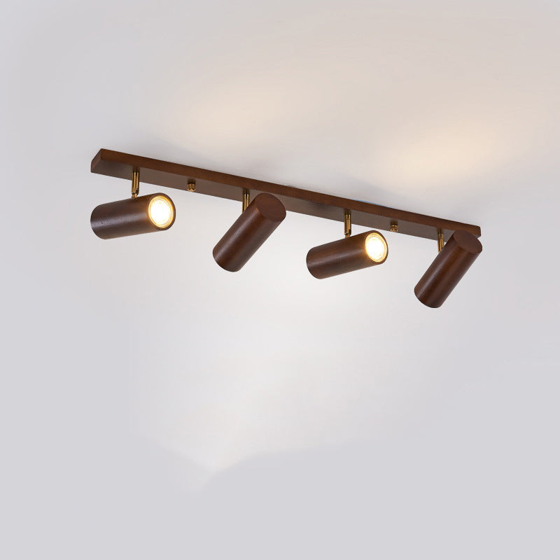 Plafonnier encastré moderne minimaliste en bois de caoutchouc LED Spotlight cylindre rectangle pour salon 