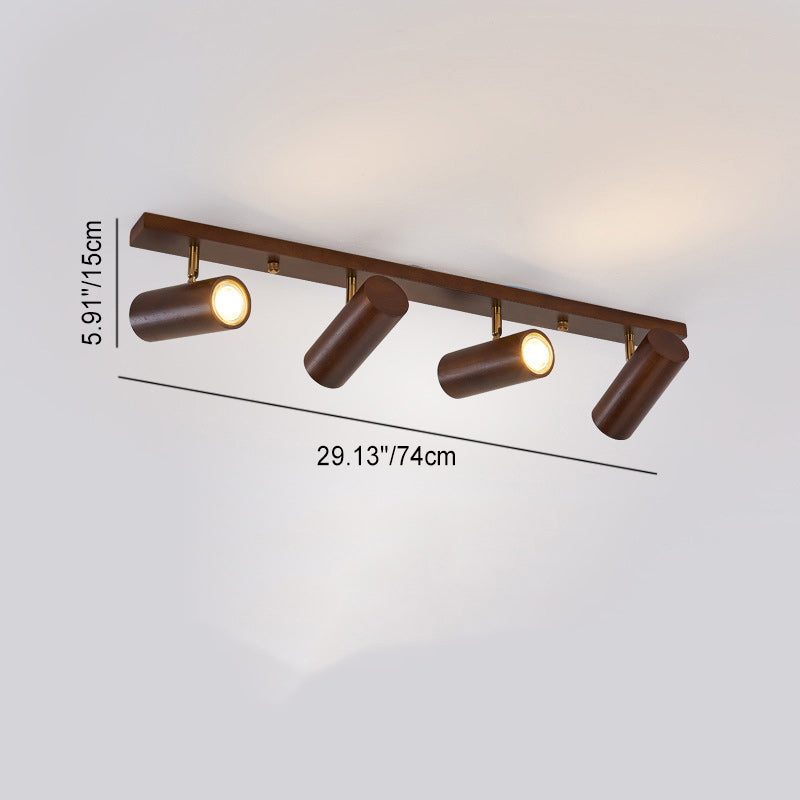 Plafonnier encastré moderne minimaliste en bois de caoutchouc LED Spotlight cylindre rectangle pour salon 
