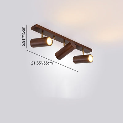 Plafonnier encastré moderne minimaliste en bois de caoutchouc LED Spotlight cylindre rectangle pour salon 