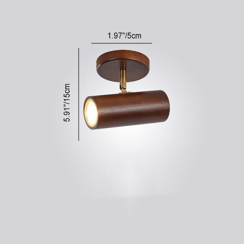 Plafonnier encastré moderne minimaliste en bois de caoutchouc LED Spotlight cylindre rectangle pour salon 