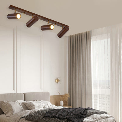 Plafonnier encastré moderne minimaliste en bois de caoutchouc LED Spotlight cylindre rectangle pour salon 