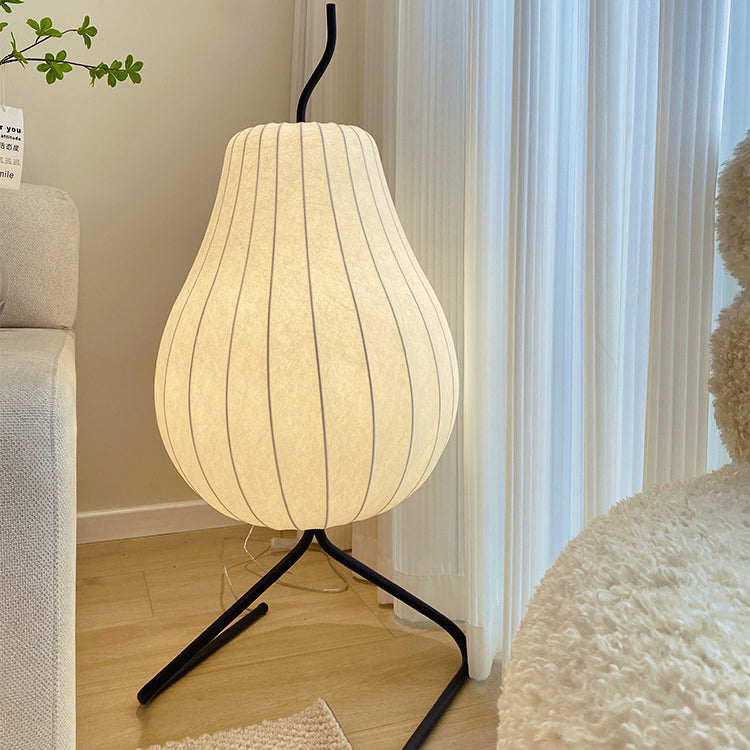 Traditionelle japanische Birnen-Seidenschirm-Stehlampe aus Eisen mit 1 Licht für Wohnzimmer 