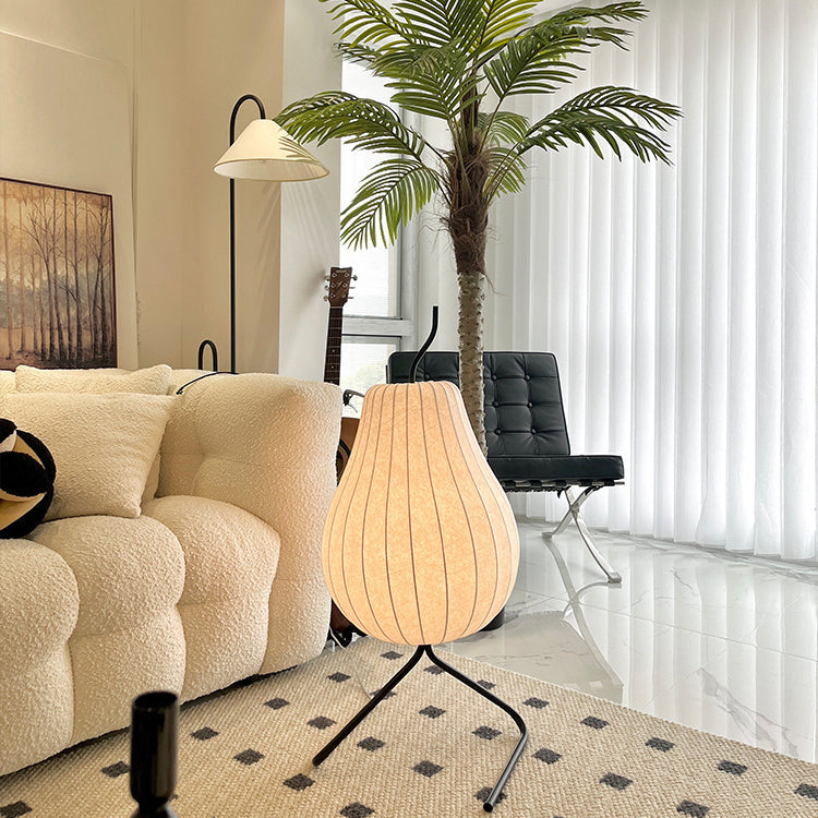 Traditionelle japanische Birnen-Seidenschirm-Stehlampe aus Eisen mit 1 Licht für Wohnzimmer 