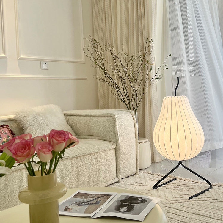 Traditionelle japanische Birnen-Seidenschirm-Stehlampe aus Eisen mit 1 Licht für Wohnzimmer 