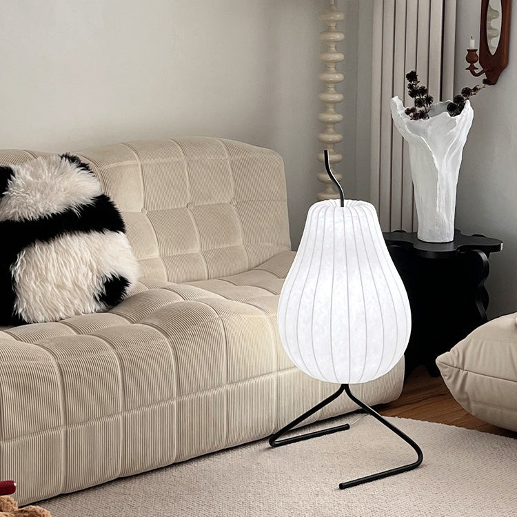 Traditionelle japanische Birnen-Seidenschirm-Stehlampe aus Eisen mit 1 Licht für Wohnzimmer 