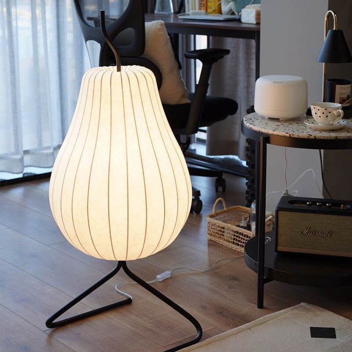 Traditionelle japanische Birnen-Seidenschirm-Stehlampe aus Eisen mit 1 Licht für Wohnzimmer 