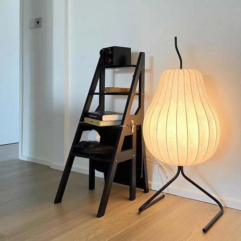 Traditionelle japanische Birnen-Seidenschirm-Stehlampe aus Eisen mit 1 Licht für Wohnzimmer 