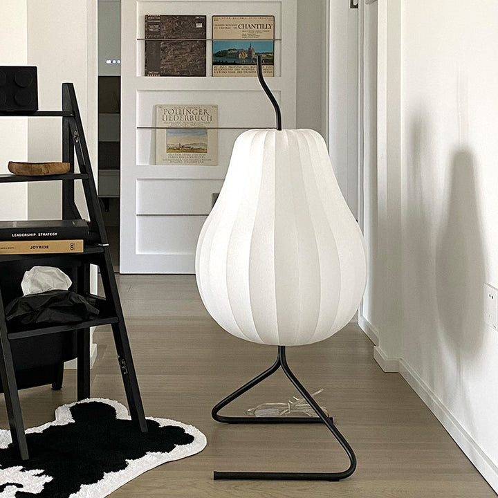 Traditionelle japanische Birnen-Seidenschirm-Stehlampe aus Eisen mit 1 Licht für Wohnzimmer 