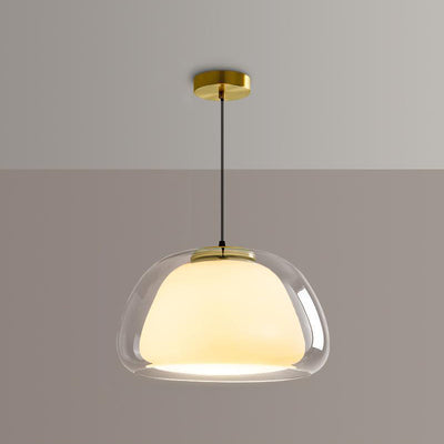 Suspension lumineuse moderne minimaliste ovale en aluminium et verre à 1 lumière pour salon 