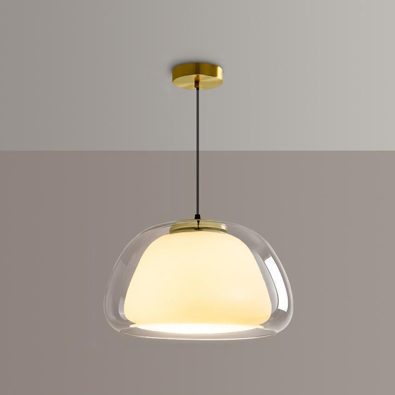 Suspension lumineuse moderne minimaliste ovale en aluminium et verre à 1 lumière pour salon 