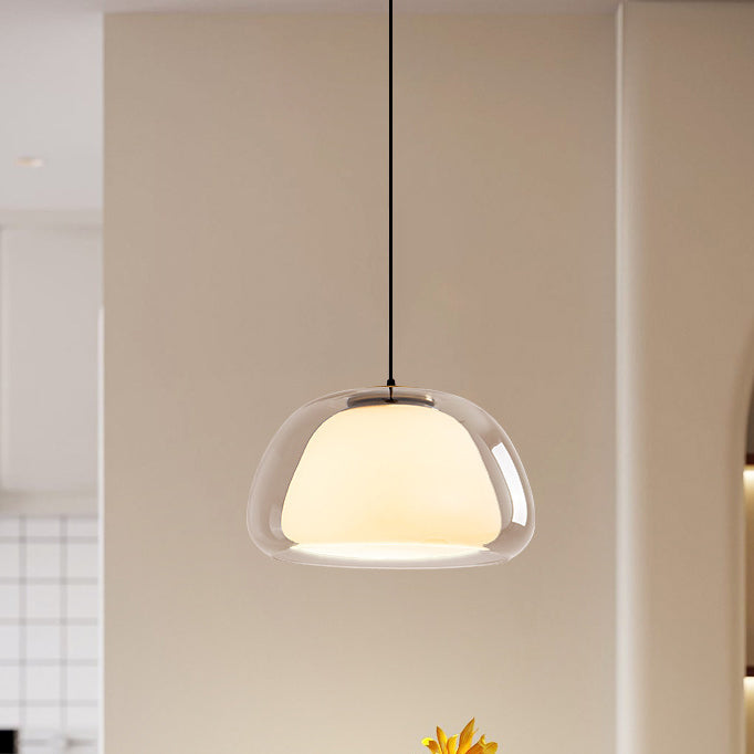 Suspension lumineuse moderne minimaliste ovale en aluminium et verre à 1 lumière pour salon 