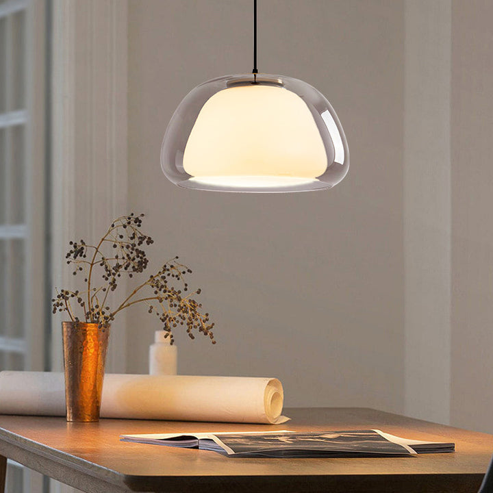 Lámpara colgante moderna minimalista ovalada de aluminio y hierro con 1 luz para sala de estar 