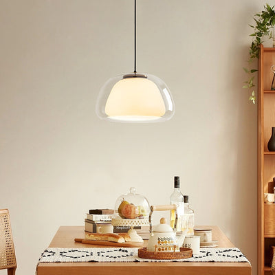 Suspension lumineuse moderne minimaliste ovale en aluminium et verre à 1 lumière pour salon 