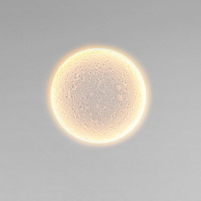 Modern Minimalist Round Moon Iron Plaster LED Wall Sconce Lamp For Living Room
