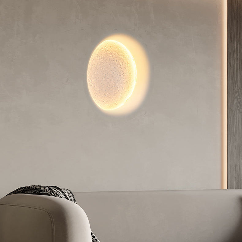 Modern Minimalist Round Moon Iron Plaster LED Wall Sconce Lamp For Living Room