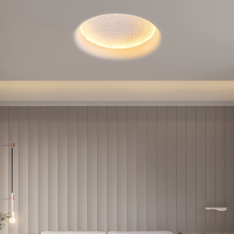 Modern Minimalist Round Moon Iron Plaster LED Wall Sconce Lamp For Living Room