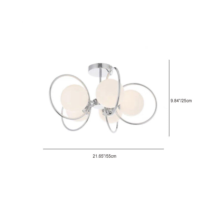 Zeitgenössischer nordischer Kreis-Kugel-Eisen-Glasschirm 3/5 Licht-Kronleuchter für Wohnzimmer 