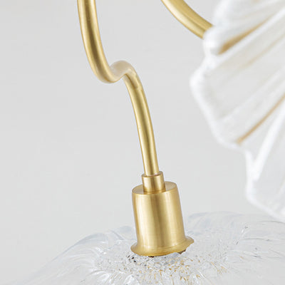 Moderne Minimaliste Branche Fleur Cadre en Cuivre Abat-jour en Verre 3/5/6 Lumière Plafonnier Semi-Encastré Pour Salon 