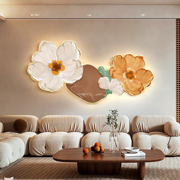 Moderne Art Deco Ölgemälde Blume Acryl LED Wand Leuchte Lampe Für Wohnzimmer 