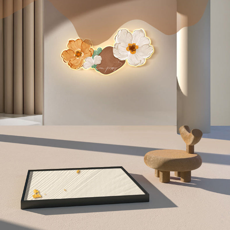 Moderne Art Deco Ölgemälde Blume Acryl LED Wand Leuchte Lampe Für Wohnzimmer 