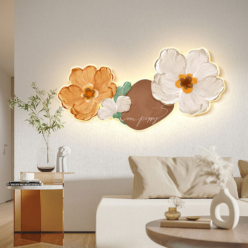 Moderne Art Deco Ölgemälde Blume Acryl LED Wand Leuchte Lampe Für Wohnzimmer 
