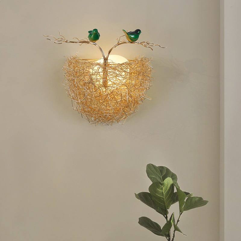 Lampe murale 1 lumière en verre matériel aluminium contemporain créatif nid d&