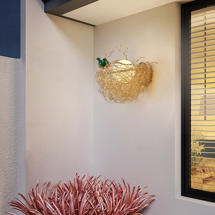 Lampe murale 1 lumière en verre matériel aluminium contemporain créatif nid d'oiseau rond pour salon 