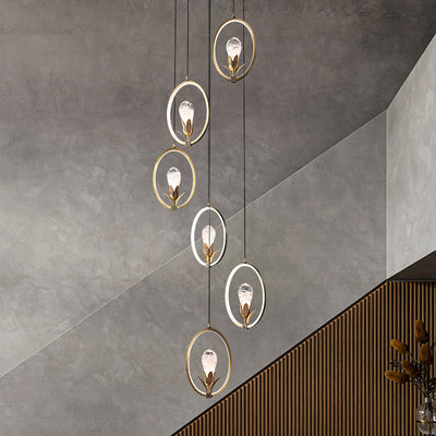 Traditionelle chinesische Kreis unregelmäßige Kristall Pod Kupfer Silikon Kristall Glas LED Pendelleuchte für Wohnzimmer 
